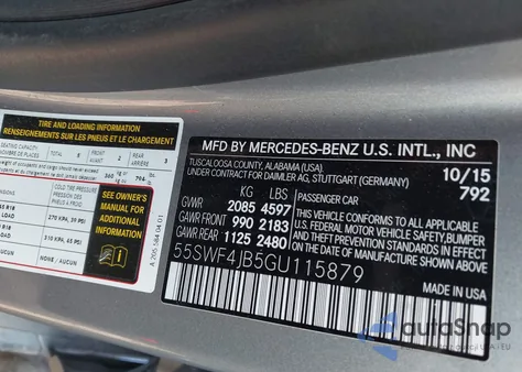 2016 Mercedes-Benz C 300 Luxury/Sport из США, поврежденный, VIN 55SWF4JB5GU115879